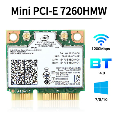 Mini PCIE wifi Adapter Intel 7260HMW Network wifi Card for PC Windows 7 8 10 $13.59