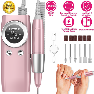 #ad New 45000RPM USB Electric Nail Drill Machine Portable Manicure Pedicure USA Sell $49.98