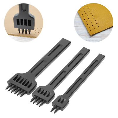 #ad 3Pcs 2 4 6 Prong Chisel Steel DIY Sewing Leather Craft Hand Hole Punch Tool LLI $14.91