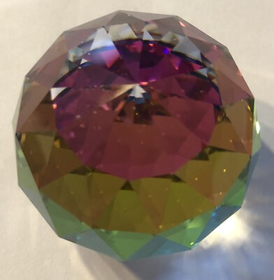 #ad Swarovski Crystal 7404 040 087 Vitrail Medium Round Paperweight Imperfect $29.99