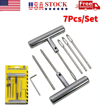 #ad 7Pc set Heavy Duty Tire Repair Kit for Car Motorcycle Truck Plug Tyre Mending To $12.08