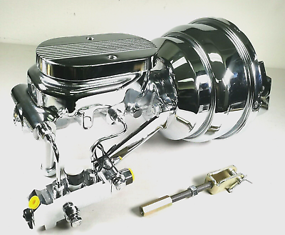 #ad Chrome 8quot; Dual Power Booster Milled Master Cylinder amp; Bracket A Body Disc Disc $178.65