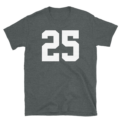 #ad Team Uniform Jersey Number 25 Birthday Varsity Short Sleeve Unisex T Shirt $19.99