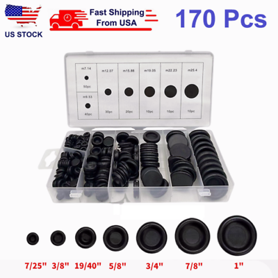 #ad 170PCS Rubber Grommet Firewall Hole Plug Electrical Wiring Gasket Assortment Kit $9.35