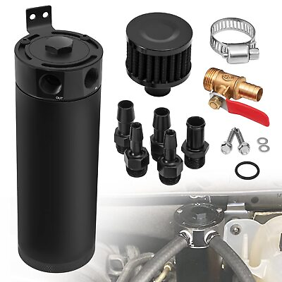#ad #ad Universal Aluminum Oil Catch Can Kit Reservoir Baffled Tank with Breather Filter $20.99