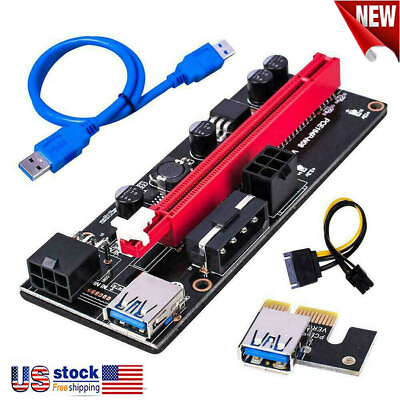 GPU Riser Extender Adapter Card Cable PCI E 1x to 16x Powered USB3.0 VER 009s $32.82