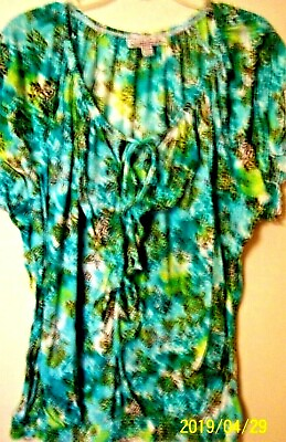 #ad womens size 22 24 top short sleeve elastic tie elastic neck and bottom $8.79