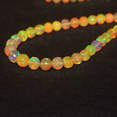 #ad 16 inch Natural Ethiopian Fire Opal Gemstone Beads Opal Faceted balls 4 7 MM $243.95