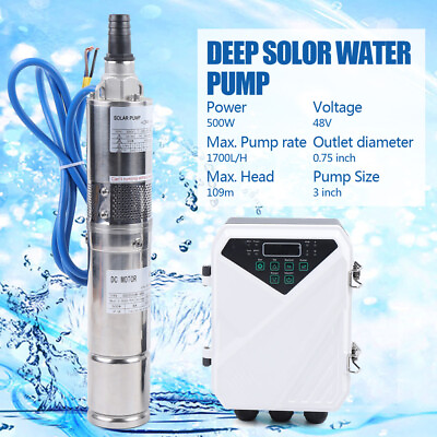 #ad 3quot; Solar Water Pump 48V 500W Submersible Bore Deep Well Controller Kit MPPT US $347.00