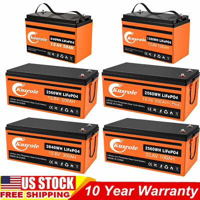 #ad Lithium LiFePO4 Storage Battery For Solar RV Travel Camping Marine 12V 300AH $198.70