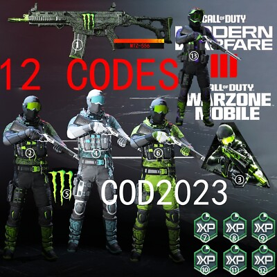 #ad Call of Duty Modern Warfare 3 Monster Energy Full Set of 12 Codes Skin COD MW3 $11.99