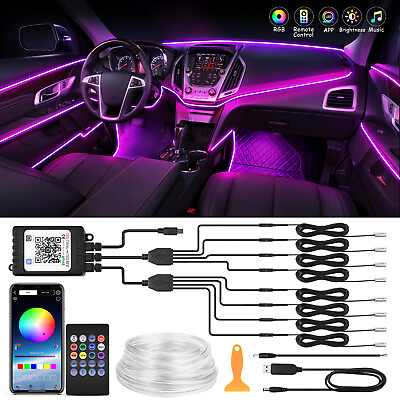 #ad 10M RGB 8 LED Car Interior Ambient Guide Light Strip Decor Atmosphere Door Light $40.99