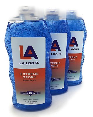 #ad LA Looks Hair Gel Absolute Styling Extreme Sport Humidity Proof 20oz Pack of 3 $21.82