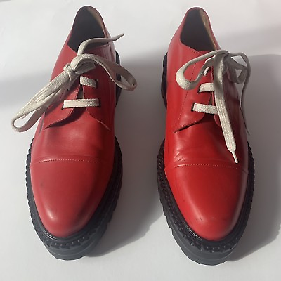 #ad 3.1 Phillip Lim Red Leather Platform Creeper Shoes US 10 EU 43 RARE $185.00