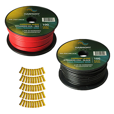 Harmony Car Primary 12 Gauge Power or Ground Wire 200 Feet 2 Rolls Red amp; Black $23.95