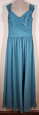 #ad Allure Bridals Woman#x27;s Size 14 Waist 31 Inch Dress Sleeveless Overlay Oasis Blue $32.81
