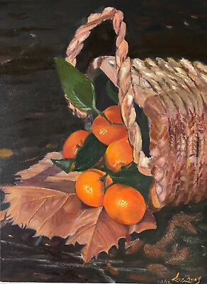 #ad Classic Oil painting Still Life Basket and Oranges Canvas12x16quot; $79.99