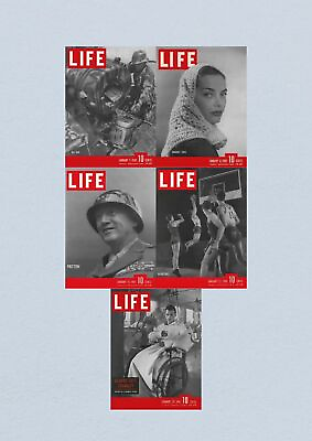 #ad Life Magazine Lot of 5 Full Month of January 1945 1 8 15 22 29 WWII ERA $72.00