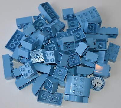 #ad Lego Duplo Light Blue Bricks Flowers Printed More Lot of 67 $28.00