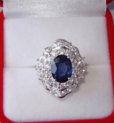 #ad NATURAL BLUE SAPPHIRE SOLID 925 STERLING SILVER RING 7.25 $84.00
