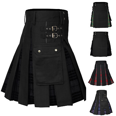 Scottish Cotton Kilt Deluxe Tartan Goth Outdoor Utility Kilts Highland Skirt US $28.89
