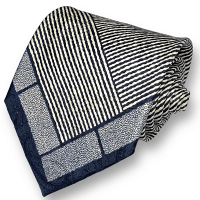 #ad ORIGINAL VIEW Men’s Vintage Japanese Abstract Geometric Striped 100% Silk Tie $29.99