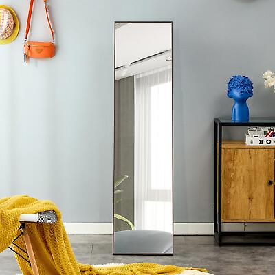 #ad 3rd Gen Gray Solid Wood Frame Full Length Dressing Mirror for Bedroom amp; Porch $91.19