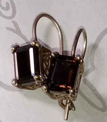 #ad NV Nevada Silver Mine Company Dark Brown Stone Wire Hook Dangle Earrings 925 $23.74
