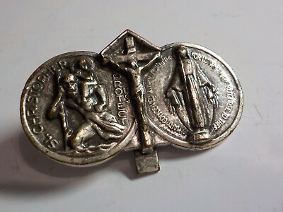 #ad Vintage St Christopher Miraculous Virgin Mary Protect Auto Visor Clip $9.99
