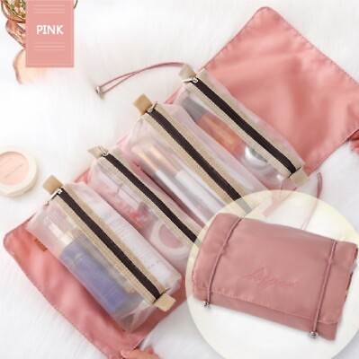 #ad 4 in 1 Cosmetic Pouch Set with Hanging String Foldable Makeup Organizer Bag $13.99