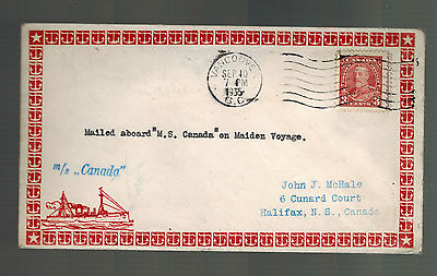 #ad 1935 Halifax Canada Cover Ship MS Canada Mail boat Maiden Voyage $29.74