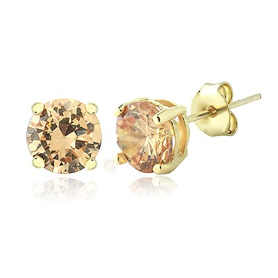 #ad Gold Tone Champagne Cubic Zirconia 6mm Round Stud Earrings $9.99