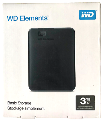 #ad WD Elements NEW Western Digital Portable External Hard Drive 3TB FREE SHIPPING $177.77