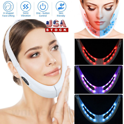 #ad Electric V Face Massager Face Lift Sliming Double Chin Reduce LED Photon Therapy $16.95