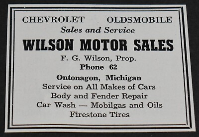 #ad 1949 Print Ad Michigan Ontonagon Wilson Motor Sales Chevrolet F G Oldsmobile art $15.98