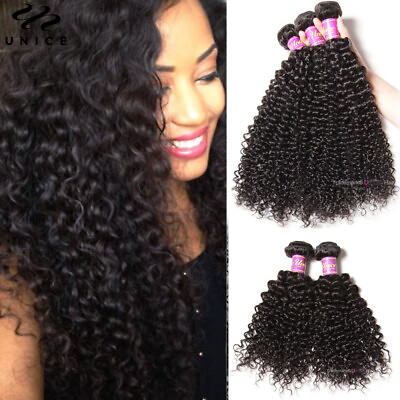 #ad UNice Hair Brazilian Curly 3 Bundles Human Hair Extensions Virgin Hair Weaves US $81.90