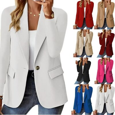 #ad Women#x27;s Blazers Jacket Elegant Office Coat Formal Autumn Winter Slim Solid New $18.74