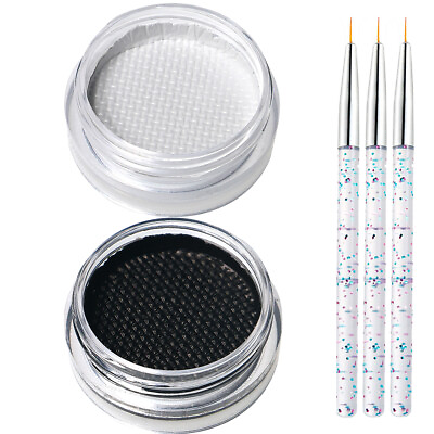 #ad Bowitzki Eyeliner Makeup Kit Classic White Black Cake Liner Brushes Face Paint $14.24