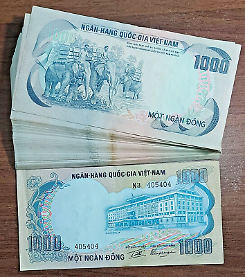 #ad Lot 10pcs VIETNAM South DONG 1000 1972 ELEPHANT $30.00