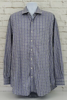 #ad Peter Millar Shirt Mens Extra Large Purple Gray Button Up Plaid Check Adult A24 $21.94