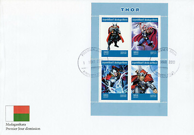 #ad Marvel Superheroes Stamps Madagascar 2019 FDC Thor Comics 4v M S GBP 13.75