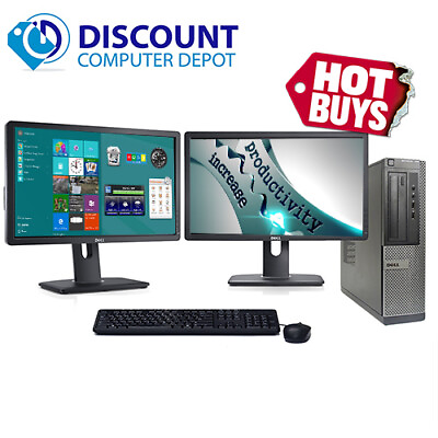 #ad Dell Optiplex 390 Desktop Computer i3 4GB 250GB Dual 2x22quot; LCD#x27;s Windows 10 Pro $268.00