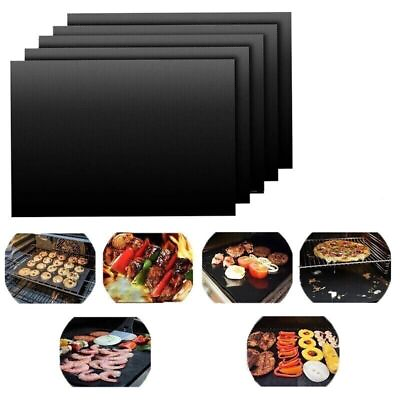 #ad 5 X Grill Mat Non Stick BBQ Copper Pad Barbecue Bake Cooking Mat Chef Reusable $7.25