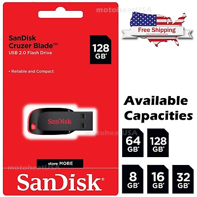 #ad Sandisk 16GB 32GB 64GB 128GB Cruzer Blade Flash Drive Memory Stick USB Lot Pack $4.90