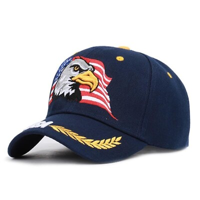 #ad American Bald Eagle USA Navy Blue Baseball Cap Flag Stars And Stripes NavyUS $11.24