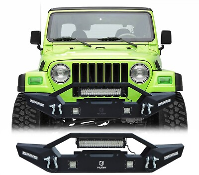 #ad Vijay New Front Bumper W Winch Plateamp;LED Lights For 1997 2006 Jeep Wrangler TJ $279.99