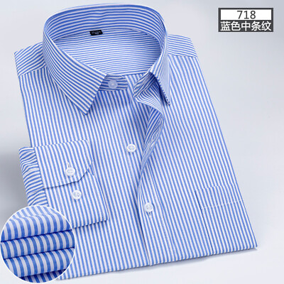 #ad Mens Dress Shirts Long Sleeves Formal Business No Iron Striped Casual Shirts Top $17.05