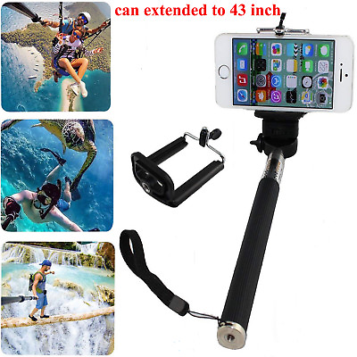 #ad Selfie Stick Telescopic Extendable Pole Tripod Mount Bracket For iPhone Samsung $5.99