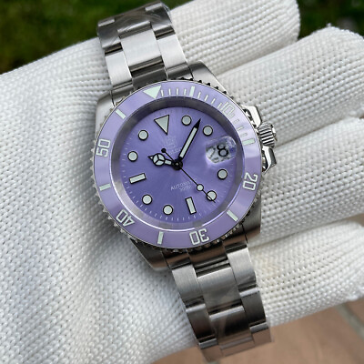 #ad STEELDIVE Men Automatic Watch Mechanical Wristwatch 300M NH35 Luminous Purple $157.00