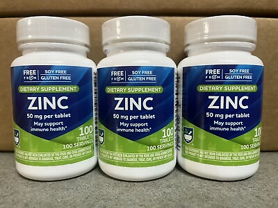 #ad #ad ZINC 3pack Supports Immune Health 50mg 100 Tablets 300 total tablets exp 3 25 $9.99